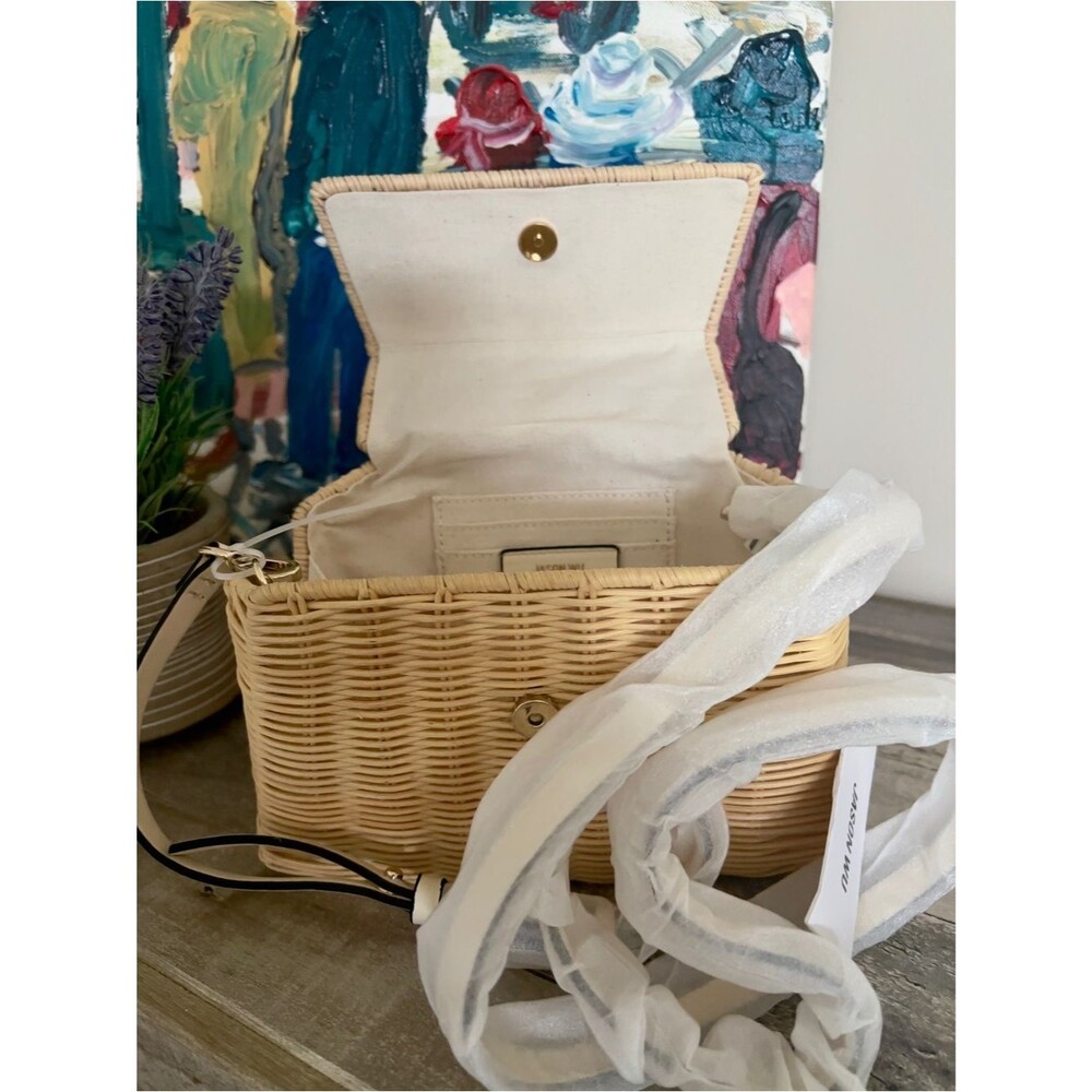 Jason Wu Tina Wicker Top Handle Crossbody Bag in beige. - Picture 3 of 5